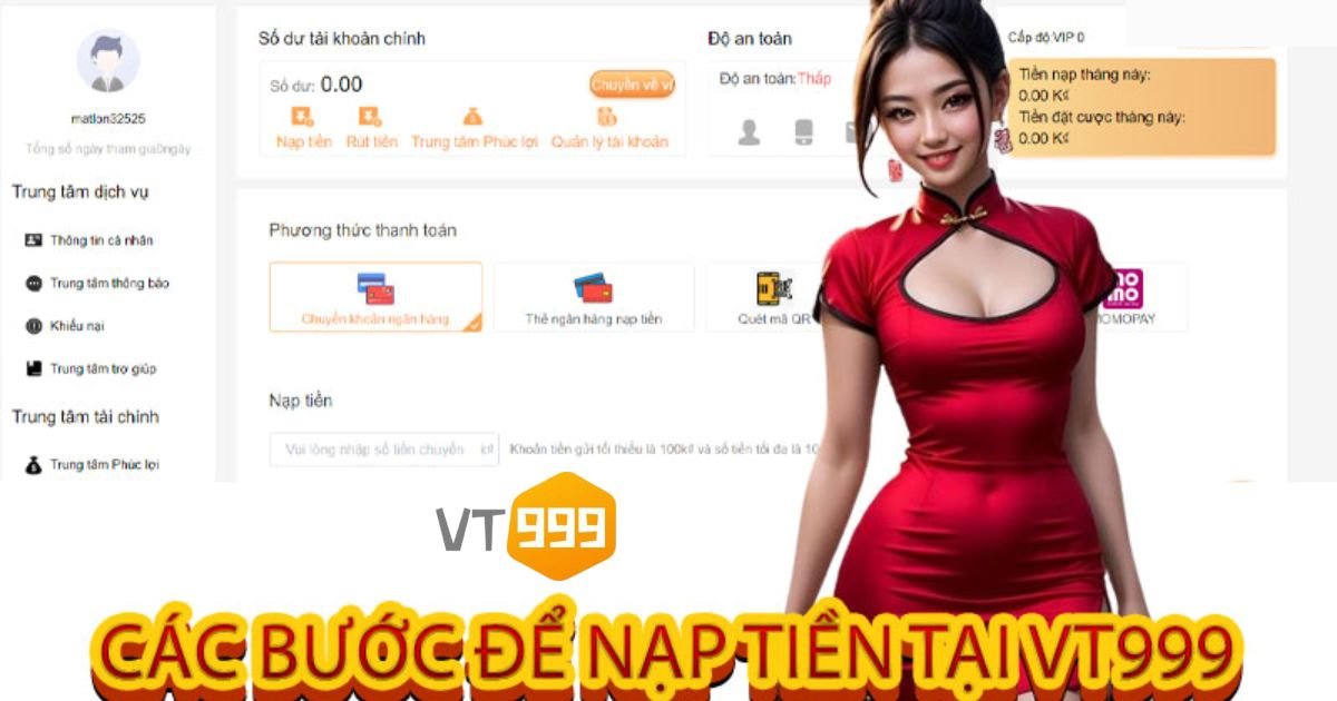 Cách nạp tiền vào tài khoản thành viên VT999 